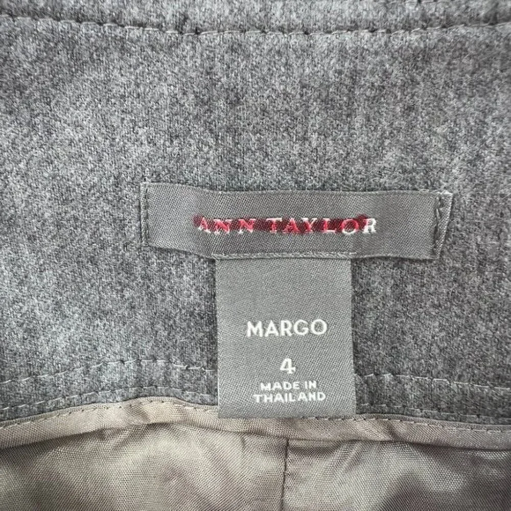 Ann Taylor mid rise grey wool wide leg‎ MARGO dress pants career work 4 READ
